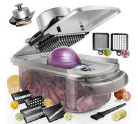 Vegetable Chopper Cutter, 9-in-1 Stainless Steel Mandoline Vegetable Slicer, Food Slicer for Kitchen, Veggie Onion Salad Carrot Garlic Fruit Chopper and Dicer, Potato Chipper