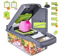 Vegetable Chopper Dicer 13-in-1 with 7 Blades Veggie Chopper with Container Onion Cutter Mandoline Slicer for Kitchen Egg Cheese Fruits Salad Potato Carrot Garlic (Grey)