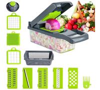 Vegetable Chopper Mandoline Slicer Cheese Grater - Veggie Onion Salad Food Chopper Manual - Potato Chipper - Multi-Functional - Kitchen Tools & Gadgets (14-in-1 Grey)