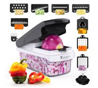 Vegetable Chopper - Mandoline Slicer, Onion Veggie Food Chopper with Container, Cucumber Potato Slicer, Salad Chopper Tool, 15 in 1 Kitchen Gadgets, Perfect for House Warming Gifts