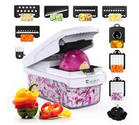 Vegetable Chopper - Mandoline Slicer, Onion Veggie Food Chopper with Container, Cucumber Potato Slicer, Salad Chopper Tool, 15 in 1 Kitchen Gadgets, Perfect for Cooking House Warming Gifts