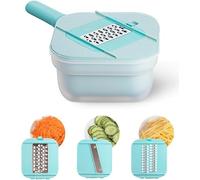 Vegetable Chopper, Mandoline Slicer with 3 Blades and a Garlic Plate Grater, Chopper Vegetable Cutter for Potatoes, Cucumbers, Carrots, Onions-Blue