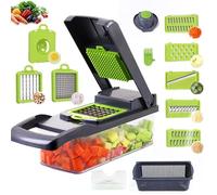 Vegetable Chopper Multifunctional 10 in 1 Food Choppers Onion Chopper Vegetable Slicer Cutter Dicer Veggie chopper with 7 Blades,Colander Basket,Container for Salad Potato Carrot Garlic