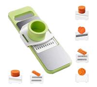 Vegetable Chopper, Salad Chopper with 6 Blades Multi-Functional, Adjustable Onion Dicer Fitted with A Hand Guard, Stainless Steel Veg Chopper and Dicer, Kitchen Tools & Gadgets (Green)