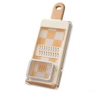 Vegetable Chopper Slicer Mandoline Grater Cutter, 4-in- Manual Food Processor for Cheese Garlic Shredder, Wavy Crinkle Cut Tool, Non Slip Veggie Dicer, Dishwasher Safe Salad Prep(Beige)