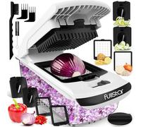 Vegetable Chopper Vegetable Cutter - Veggie Onion Salad Food Chopper Manual - Potato Chipper - Veg Chopper and Dicer - Kitchen Tools & Gadgets (4-in-1 White)