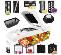 Vegetable Chopper Vegetable Cutter, Veggie Onion Salad Food Chopper Manual-Potato Chipper, Veg Chopper and Dicer for Kitchen Tools & Gadgets with 7 Replaceable Stainless Steel (15-in-1)