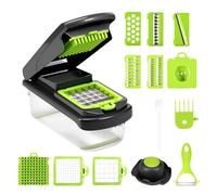 Vegetable Chopper with 2.5L Container Multifunctional Food Efficient Veggie Cutter ，Compatible for Salad Potato Carrot(14pcs Grey Green)