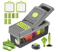 Vegetable Choppers, LASIEYO 14 in 1 Vegetable Slicer Onion Potato Chopper Manual Multifunctional Food Cutter Dicer Machine with Food Container Egg Separator Peeler