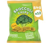 Vegetable Crisps Cheese Broccoli (12 x 84g Sharing Bags). Tasty Low Calorie Snacks, Crisps made with 28% Broccoli, Vegan Registered Healthy Crisps - Genuine Growers Garden Vegan Snacks