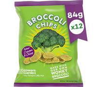 Vegetable Crisps Sour Cream & Chive Broccoli (12 x 84g Sharing Bags). Tasty Low Calorie Snacks, Crisps made with 28% Broccoli, Vegan Healthy Crisps - Genuine Growers Garden Vegan Snacks
