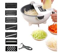 Vegetable Cutter - Cheese and Fruit Grater, Vegetable Slicer with Safety and Draining Basket for Preparing Fruit Salads and Cutting Cheese, Onion, Potato