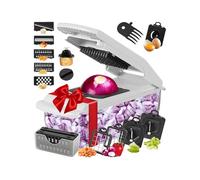 Vegetable Cutter - Multifunction Vegetable Chopper | Stainless Steel and Container | Manual Picador with Cheese Raller | Cooking Tool for Potatoes, Carrots, Fruits, Garlic and More