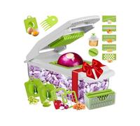 Vegetable Cutter - Multifunction Vegetable Chopper | Stainless Steel and Container | Manual Picador with Cheese Raller | Cooking Tool for Potatoes, Carrots, Fruits, Garlic and More