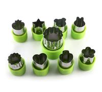 Vegetable Cutter Shapes Set 9 Pcs Mini Cookie Cutters for Kids Baking Fruit and Cookie Stamps Mold Kitchen Accessories Small Star Cookie Cutter and Food Supplement Tools Crafts Green