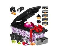 Vegetable Cutter - Stainless Steel and Container | Picador Manual with Cheese Raller | Multifunction Vegetable Chopper | Cooking Tool for Potatoes, Carrots, Fruits, Garlic and More