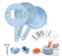 Vegetable Cutter with Container, 12 in 1 Multifunctional Vegetable Slicer, Vegetable Slicer, Fruit Cutter, Kitchen Grater, Stainless Steel Blades with Drain Basket