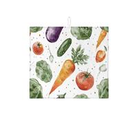 Vegetable Dish Drying Mats For Kitchen Counter, Colorful Watercolor Absorbent Dish Drainer Mat, Spring Microfiber Drying Pad For Kitchen Coffee Bar 16x18 Inch