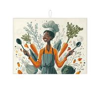 Vegetable Dish Drying Mats For Kitchen Counter, Fun Green Nature Absorbent Dish Drainer Rack Mat, Spring Microfiber Drying Pad For Kitchen Coffee Bar 18x24 Inch