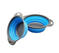 Vegetable Drain Basket Silicone Folding Drain Basket Fruit Vegetable Washing Foldable Strainer Colander for Vegetable/Fruit/Rice(Blue)