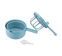 Vegetable Drainer Salad Spinner Fruit Dryer Manual Kitchen Tool for Washing Drying Vegetables Fruits Plastic 665g 5 Pieces Set (Blue)