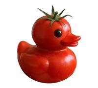 Vegetable Duck Figurine, Funny 3D Tomato Duck Ornament, Novelty Resin Ducks Statue Sculpture Collectors Toy for Shelf Desktop Table Centerpieces Decor