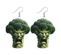 Vegetable Earrings Dangle, Women's 2D Acrylic Broccoli Dangle, Multi-Purpose Ergonomic Design for Simple and Stylish Everyday Wear for Dances, Weddings, Engagements