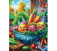 Vegetable Feast in A Magical Bowl 300 Pc DIY Jigsaw Puzzle Wildlife Pet Puzzles for Adults Teens Hard Challenging Team Building Stress Reducing Autumn Premium Quality Material 300 PCS