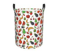 Vegetable Fruit Collapsible Oxford Fabric Laundry Hamper, Waterproof With Handles - Foldable Storage Basket For Bedroom, Bathroom, Kitchen, Nursery, Car & Toys