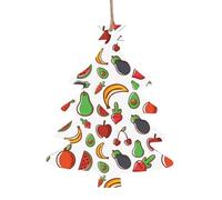 Vegetable Fruit Patterned wooden ornaments, a set of 6 decorations, suitable for hanging on Christmas trees and fireplaces.