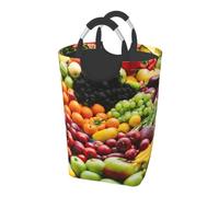 Vegetable Fruit Print Collapsible Storage Basket Foldable Laundry Bag Travel Camping Bathroom Bedroom