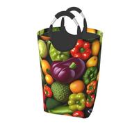 Vegetable Fruit Print Foldable Laundry Hamper For Bedroom Bathroom, 50l Oxford Fabric Laundry Basket Clothes Hampers