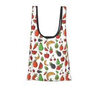 Vegetable Fruit Print Foldable Reusable Grocery Bag Lightweight Shopping Tote for Groceries Travel Beach Eco-Friendly Compact Adventure Tote