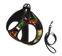 Vegetable Fruit Print Harness Leash Set For Cat Dog, Reflective Adjustable Escape-Proof Vest Lead With Soft Breathable Mesh, For Small Pets And Kitten Puppy