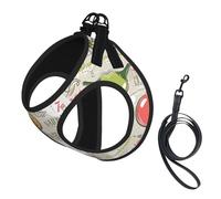 Vegetable Fruit Print Harness Leash Set For Cats And Dogs, Reflective Adjustable, Soft Breathable Mesh Vest With Escape-Proof Lead, For Small Pets And Kitten Puppies