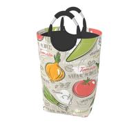 Vegetable Fruit Print Home Foldable Laundry Bag Weekend Travel Gym Bathroom Collapsible Storage Basket