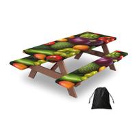 Vegetable Fruit Print Picnic Table Bench Cover Outdoor Waterproof Protector For Summer Camping