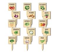 Vegetable Garden Markers | T-Type Wooden Plant Labels | Vegetable Signs with Printed Pattern | for Gardening Enthusiasts Farmers Backyard Raised Garden Bed Greenhouse Patio Balcony Outdoor I