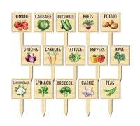 Vegetable Garden Markers | Wooden T-Type Labels | Vegetable Signs with Printed Pattern | for Gardening Enthusiasts Farmers Backyard Raised Garden Bed Greenhouse Patio Balcony Outdoor Indoor