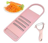 Vegetable Grater - Plastic Food Julienne Slicer, Handheld Salad Cutter, Carrot Grater with Peeler, Multifunctional Vegetable Shredder Tool for Cucumber Cabbage Onion Fruit Cheese Potato etc (Pink)