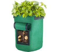 Vegetable Grow Bag w/Window | Felt Garden Planter | Durable Container Green 35L