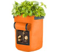 Vegetable Grow Bag w/Window | Felt Garden Planter Durable Container Orange 35L