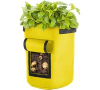 Vegetable Grow Bag w/ Window | Felt Garden Planter Durable Container Yellow 35L