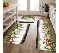 Vegetable Kitchen Mats for Floor, Fresh Produce Farmhouse Style Soft Mats, Cushioned Comfort Washable Non Slip Decor Rugs for Kitchen Sinks Laundryroom Bathroom 3Pcs
