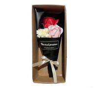 Vegetable Oil Soap Flowers Box Long Lasting Aroma(Red)
