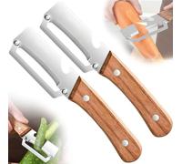 Vegetable Peeler for Kitchen - Multifunctional Stainless Steel Fruit Peeler with Bottle Opener, Ergonomic Wooden Handle Cutter for Potato, Carrot, Apple, Pineapple, Sugar Cane (Vegetable Peeler *2)