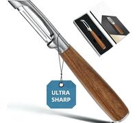 Vegetable Peeler for Kitchen,Premium Stainless Steel Potato Fruit Peeler with Real Wood Handle, Ultra Sharp and Durable Blade