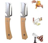 Vegetable Peeler Multifunctional, Potato Peeler (Sbucciare + Tagliare A Julienne) 2Pc, Stainless Steel Peeler with A Wooden Handle, Peeler Opener for Kitchen, Camping & Home Use (C)