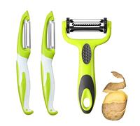 Vegetable Peeler Set, 3 Pieces Vegetable & Fruit Peeler, Non-Slip, Suitable for Peeling for Potato, Apples, Carrots and Various Veg and Fruits (Green)