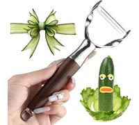 Vegetable Peeler- Stainless Steel Serrated Y Potatoe Peeler for Veggie, Carrots, Apples - Ultra Sharp Swivel Blade Fruit Peelers with Ergonomic Natural Wood Handle (A1)